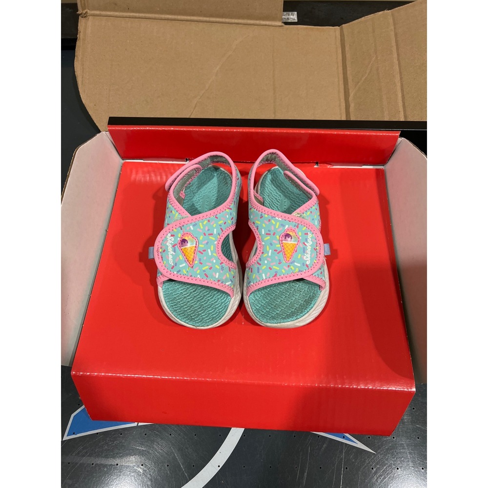 Skechers Girls Ice Cream Sprinkle Sandals Pink Blue Water Shoes 302722N Size 9